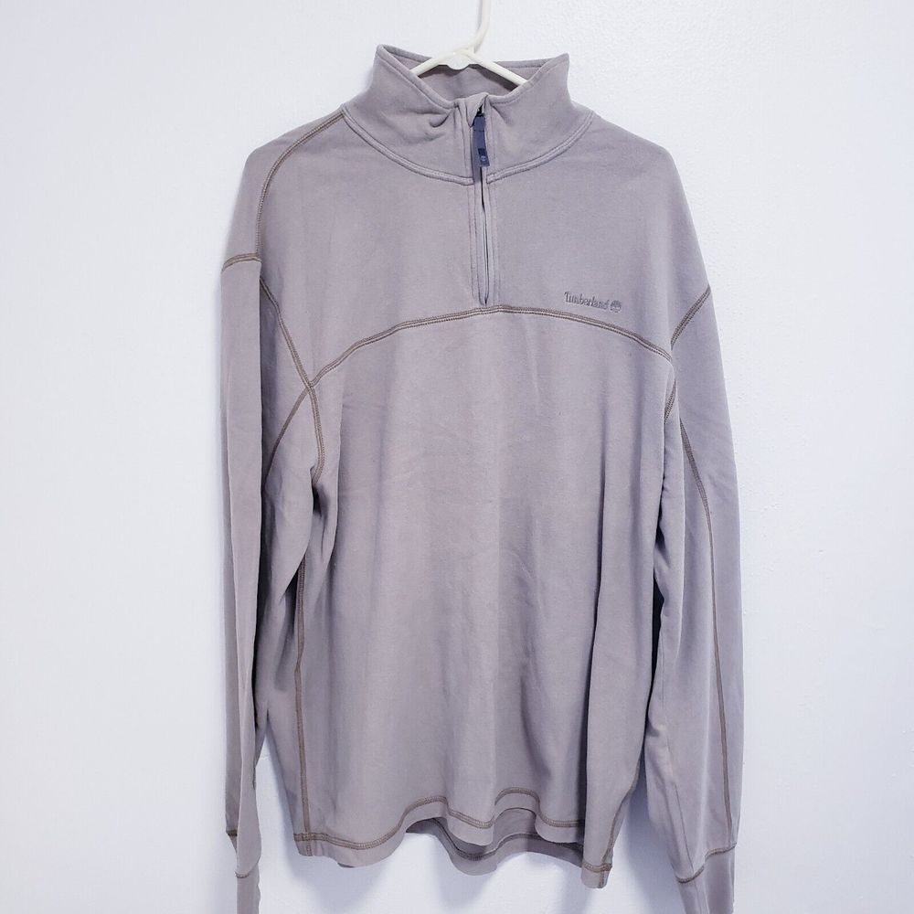 Timberland Men's Pullover Long Sleeve 1/4 Zip Gray XL 100% Cotton RN36543